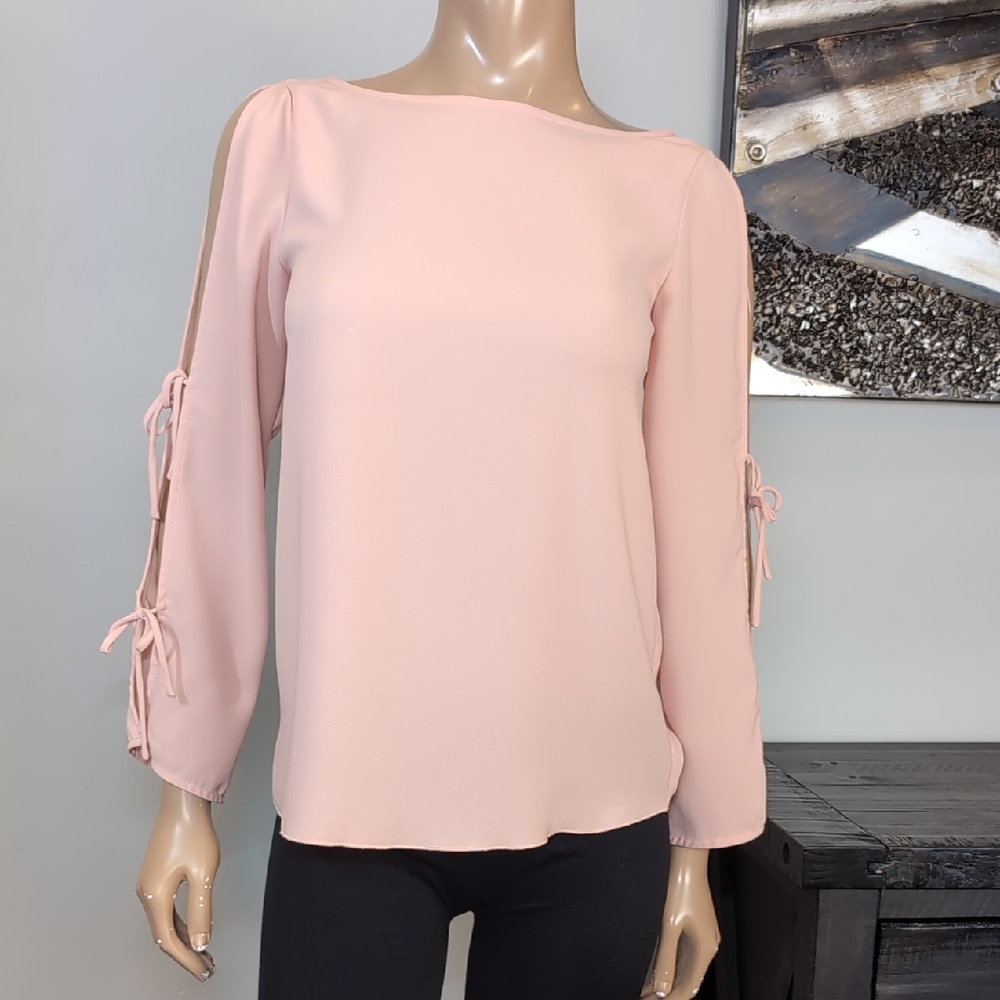 Wilfred Blush Pink Pozzi Blouse Womens Size XS Long Tie Sleeve Aritzia Top - Picture 3 of 13